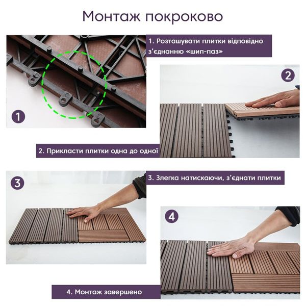 Композитная плитка WPC венге 30*30CM*2СM (D) PanelHome-00001709 991943779 фото