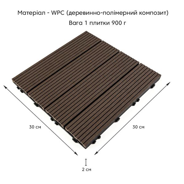 Композитная плитка WPC венге 30*30CM*2СM (D) PanelHome-00001709 991943779 фото