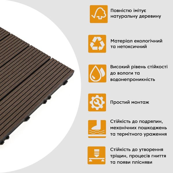 Композитная плитка WPC венге 30*30CM*2СM (D) PanelHome-00001709 991943779 фото