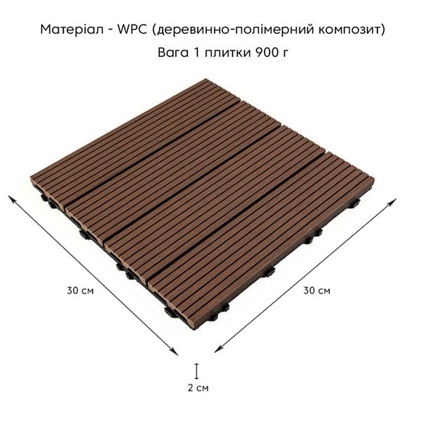 Композитная плитка WPC каштан 30*30CM*2СM (D) PanelHome-00001710 991943778 фото