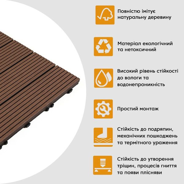 Композитная плитка WPC каштан 30*30CM*2СM (D) PanelHome-00001710 991943778 фото