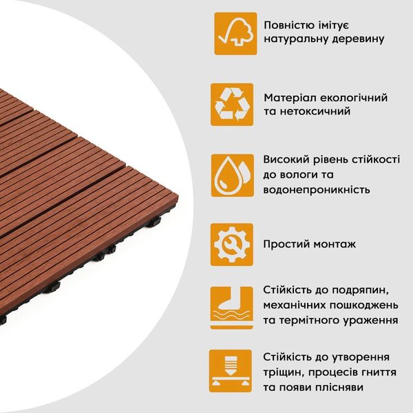 Композитная плитка WPC тик 30*30CM*2СM (D) PanelHome-00001712 991943776 фото