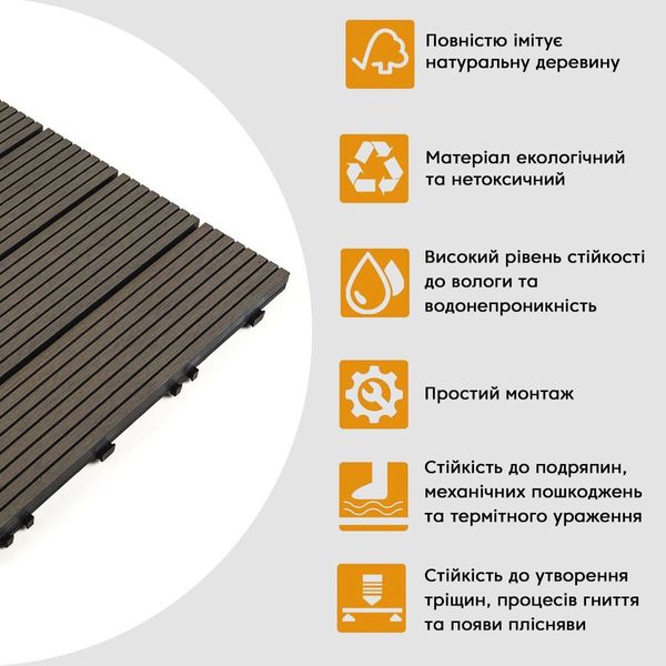 Композитная плитка WPC уголь 30*30CM*2СM (D) PanelHome-00001713 991943775 фото