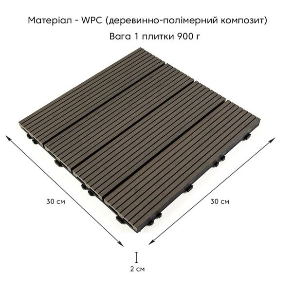 Композитная плитка WPC уголь 30*30CM*2СM (D) PanelHome-00001713 991943775 фото