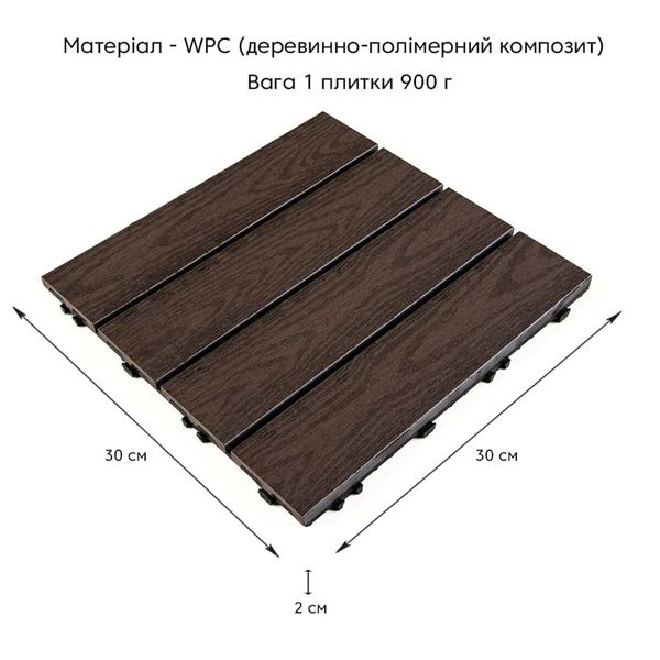 Композитная плитка WPC орех 30*30CM*2СM (D) PanelHome-00001714 991943774 фото