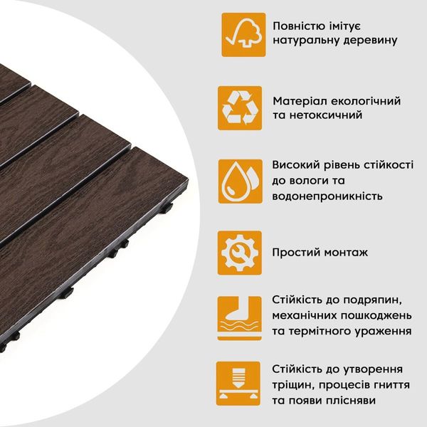 Композитная плитка WPC орех 30*30CM*2СM (D) PanelHome-00001714 991943774 фото