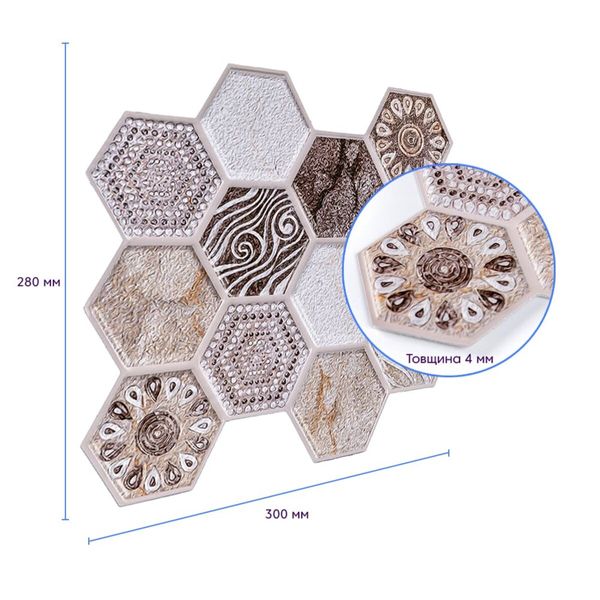 Декоративная ПВХ плитка на самоклейке винтажная 280х300х5мм, цена за 1 шт. (СПП-507) PanelHome-00001136 991943253 фото