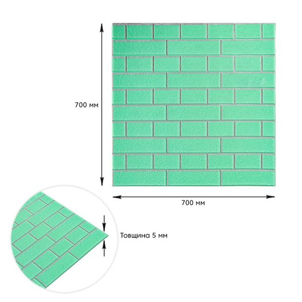 Панель стеновая 70*70cm*5mm зелёный кирпич с серебром (D) PanelHome-00001803 991943664 фото