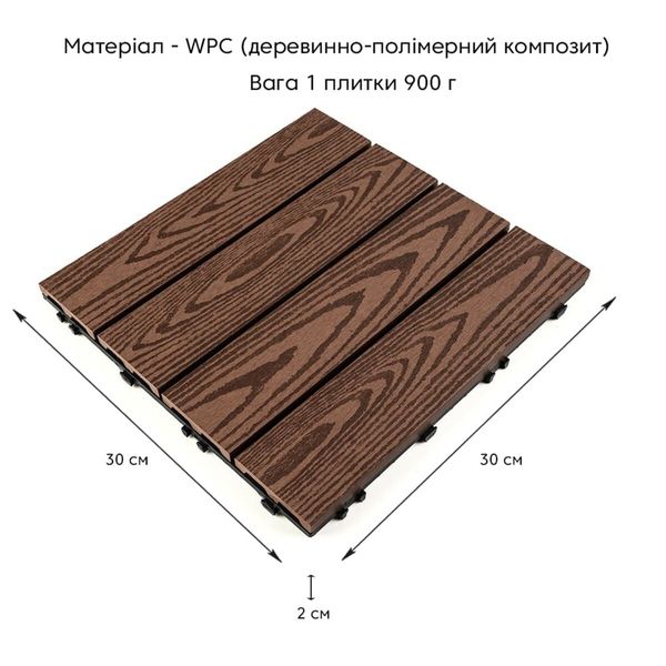 Композитная плитка WPC кедр 30*30CM*2СM (D) PanelHome-00001705 991943773 фото