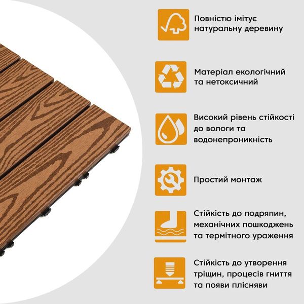 Композитная плитка WPC золотой дуб 30*30CM*2СM (D) PanelHome-00001706 991943782 фото