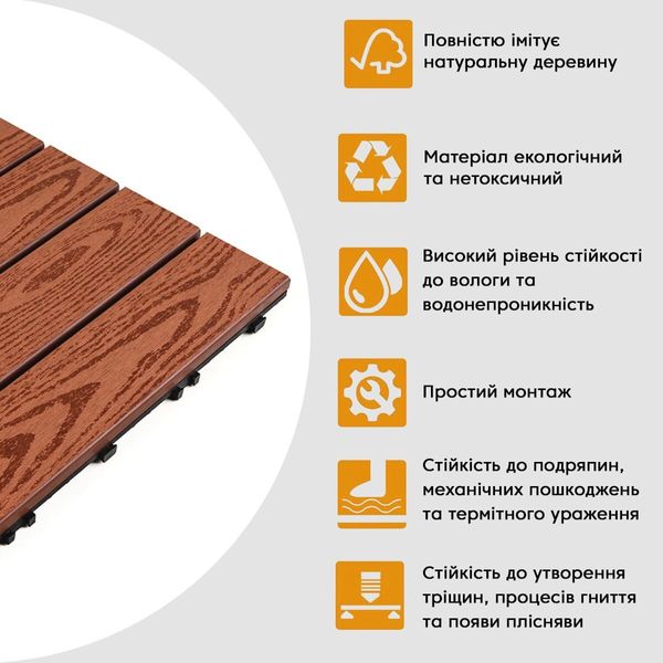 Композитная плитка WPC красное дерево 30*30CM*2СM (D) PanelHome-00001707 991943781 фото