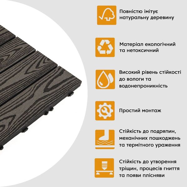 Композитная плитка WPC антрацит 30*30CM*2СM (D) PanelHome-00001708 991943780 фото